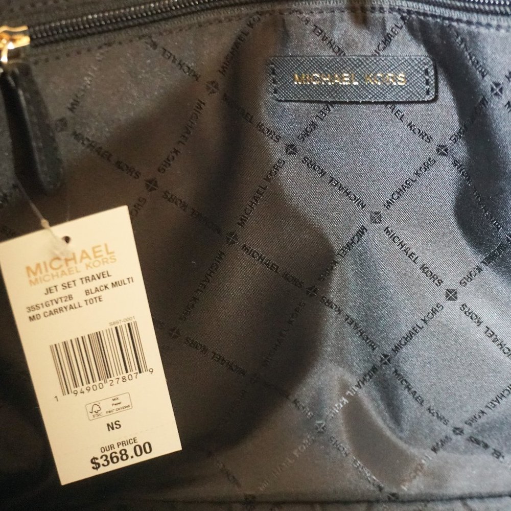 Michael Kors MD Carryall Tote MK Brown Black - Picture 8 of 12